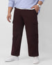 Plus Men's Maroon Loose Baggy Fit Solid Cargo Chino Pant with 6 Pockets Non-Stretchable