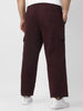 Plus Men's Maroon Loose Baggy Fit Solid Cargo Chino Pant with 6 Pockets Non-Stretchable