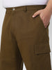 Plus Men's Tobacco Loose Baggy Fit Solid Cargo Chino Pant with 6 Pockets Non-Stretchable