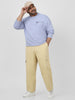 Plus Men's Beige Loose Baggy Fit Solid Cargo Chino Pant with 6 Pockets Non-Stretchable