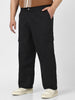 Plus Men's Black Loose Baggy Fit Solid Cargo Chino Pant with 6 Pockets Non-Stretchable