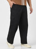 Plus Men's Black Loose Baggy Fit Solid Cargo Chino Pant with 6 Pockets Non-Stretchable