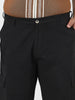 Plus Men's Black Loose Baggy Fit Solid Cargo Chino Pant with 6 Pockets Non-Stretchable