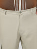 Plus Men's Cream Loose Baggy Fit Solid Cargo Chino Pant with 6 Pockets Non-Stretchable