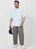 Plus Men's Grey Loose Baggy Fit Solid Cargo Chino Pant with 6 Pockets Non-Stretchable