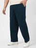 Plus Men's Navy Loose Baggy Fit Solid Cargo Chino Pant with 6 Pockets Non-Stretchable