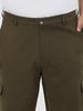 Plus Men's Olive Loose Baggy Fit Solid Cargo Chino Pant with 6 Pockets Non-Stretchable