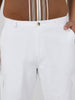 Plus Men's White Loose Baggy Fit Solid Cargo Chino Pant with 6 Pockets Non-Stretchable