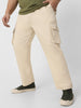 Urbano Plus Men's Cream Regular Fit Solid Cargo Chino Pant with 6 Pockets