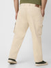 Urbano Plus Men's Cream Regular Fit Solid Cargo Chino Pant with 6 Pockets