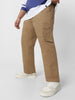 Urbano Plus Men's Dark Khaki Regular Fit Solid Cargo Chino Pant with 6 Pockets