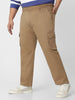 Urbano Plus Men's Dark Khaki Regular Fit Solid Cargo Chino Pant with 6 Pockets