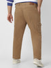 Urbano Plus Men's Dark Khaki Regular Fit Solid Cargo Chino Pant with 6 Pockets