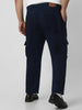 Urbano Plus Men's Navy Blue Regular Fit Solid Cargo Chino Pant with 6 Pockets