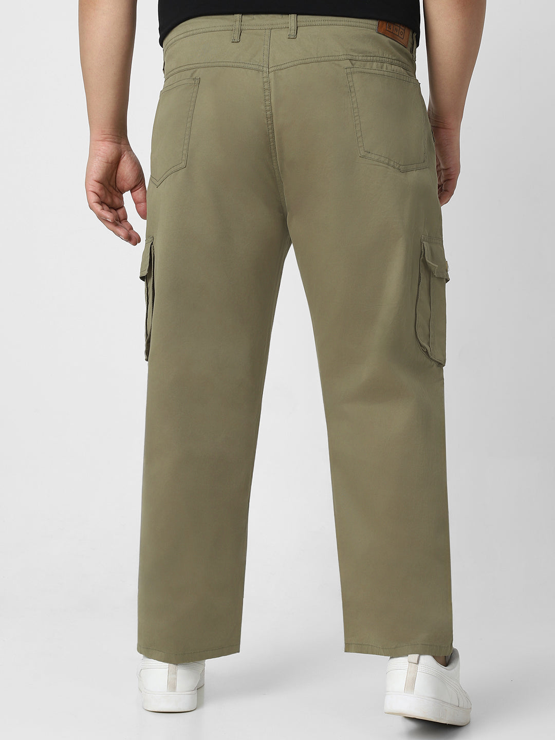 Urbano Plus Men's Olive Green Regular Fit Solid Cargo Chino Pant with 6 Pockets