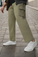 Urbano Plus Men's Olive Green Regular Fit Solid Cargo Chino Pant with 6 Pockets