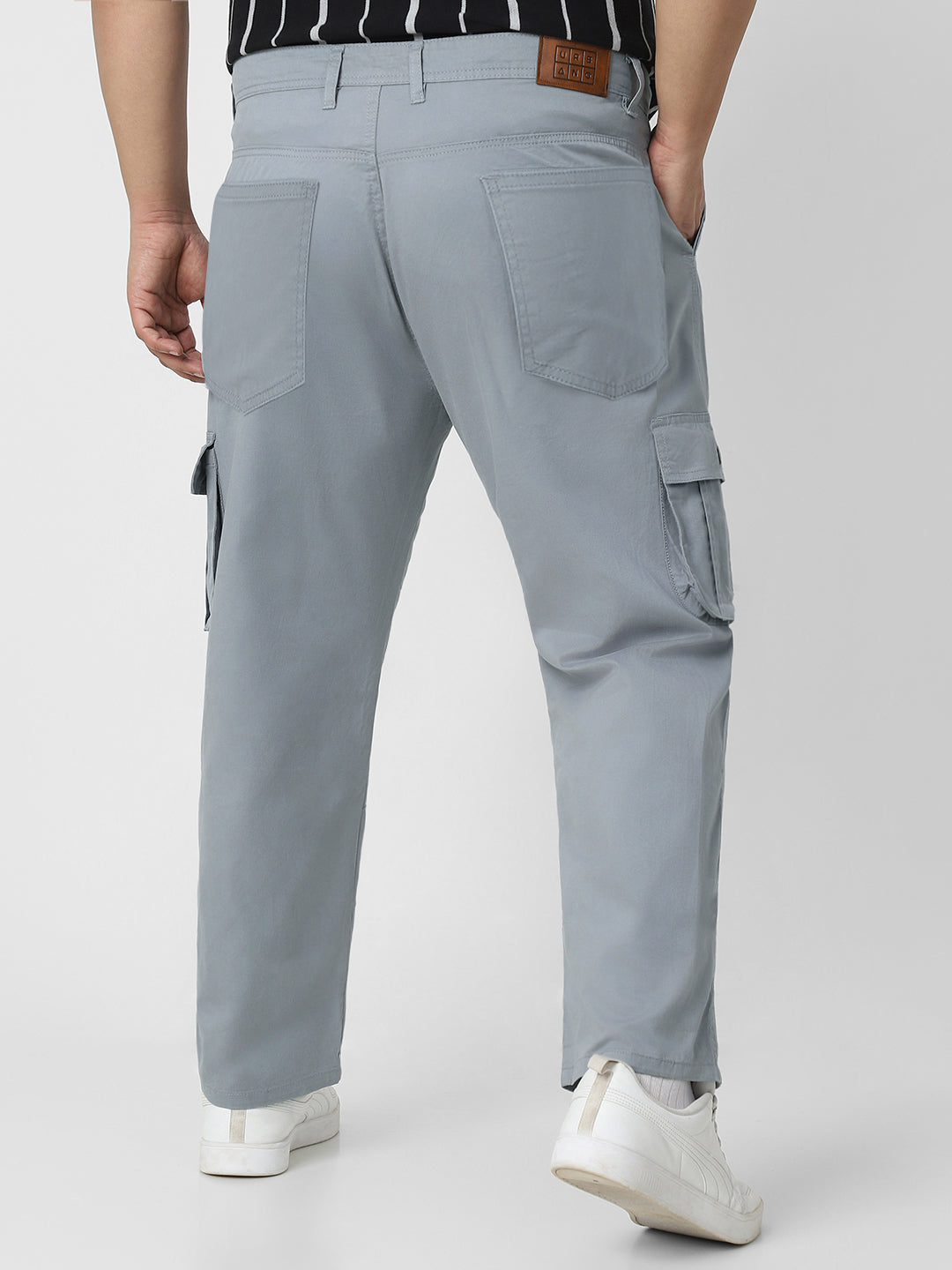 Urbano Plus Men's Light Blue Regular Fit Solid Cargo Chino Pant with 6 Pockets