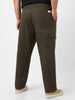 Plus Men's Dark Olive Regular Fit Solid Cargo Chino Pant with 6 Pockets