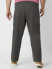 Plus Men's Charcoal Grey Regular Fit Solid Cargo Chino Pant with 6 Pockets Stretchable