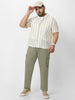 Plus Men's Olive Regular Fit Solid Cargo Chino Pant with 6 Pockets Stretchable