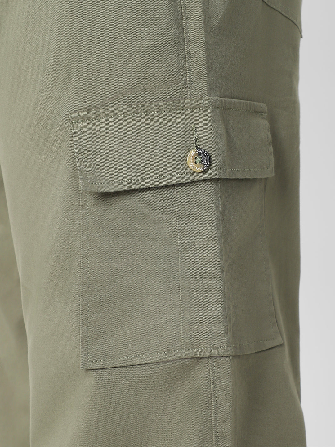 Plus Men's Olive Regular Fit Solid Cargo Chino Pant with 6 Pockets Stretchable