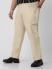 Plus Men's Sand Regular Fit Solid Cargo Chino Pant with 6 Pockets Stretchable