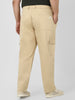 Plus Men's Beige Regular Fit Solid Cargo Chino Pant with 6 Pockets Stretchable