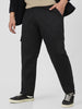 Plus Men's Black Regular Fit Solid Cargo Chino Pant with 6 Pockets Stretchable