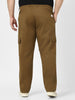 Plus Men's Brown Regular Fit Solid Cargo Chino Pant with 6 Pockets Stretchable