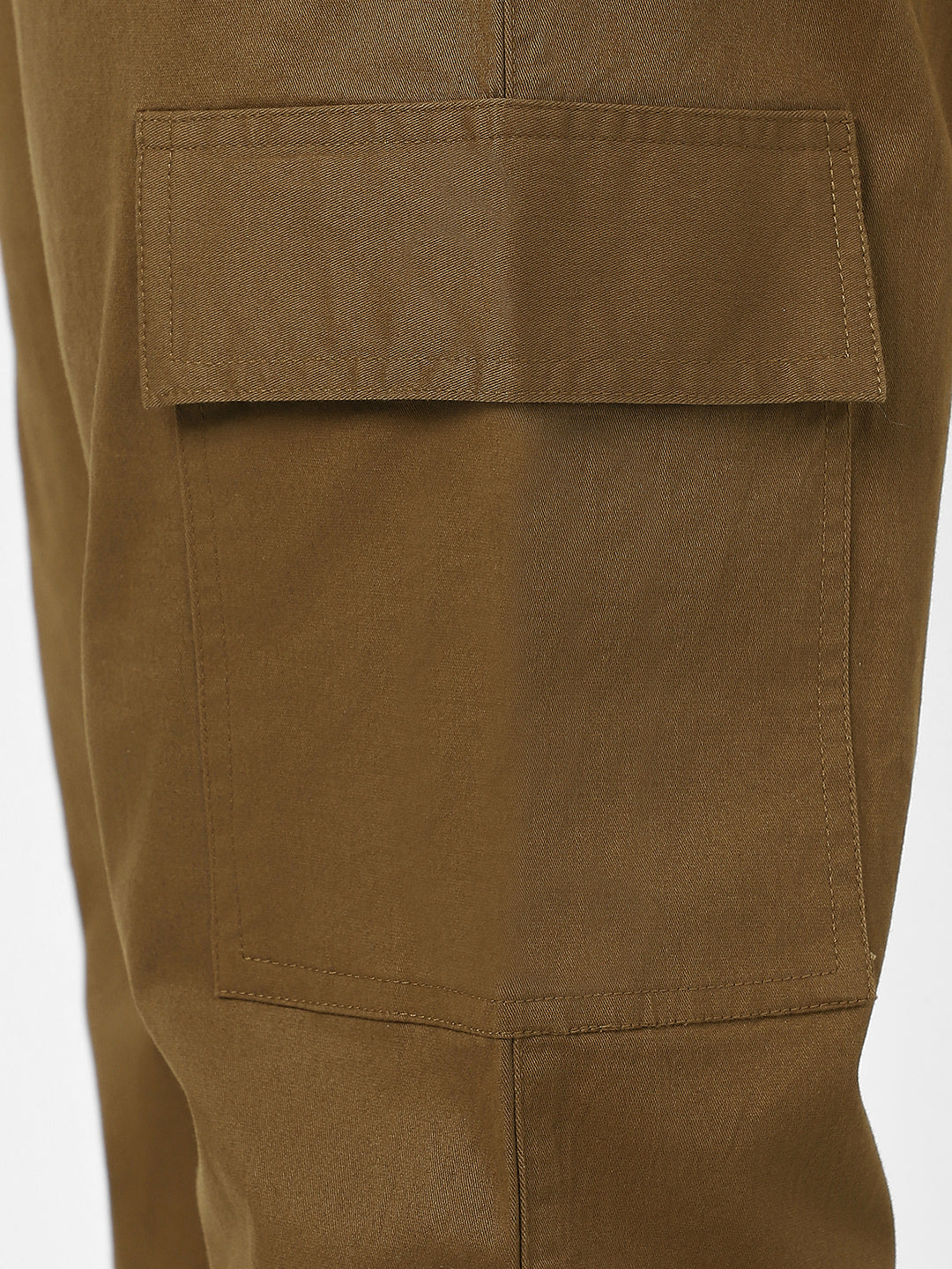 Plus Men's Brown Regular Fit Solid Cargo Chino Pant with 6 Pockets Stretchable