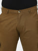 Plus Men's Brown Regular Fit Solid Cargo Chino Pant with 6 Pockets Stretchable