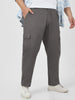 Plus Men's Dark Grey Regular Fit Solid Cargo Chino Pant with 6 Pockets Stretchable