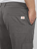 Plus Men's Dark Grey Regular Fit Solid Cargo Chino Pant with 6 Pockets Stretchable