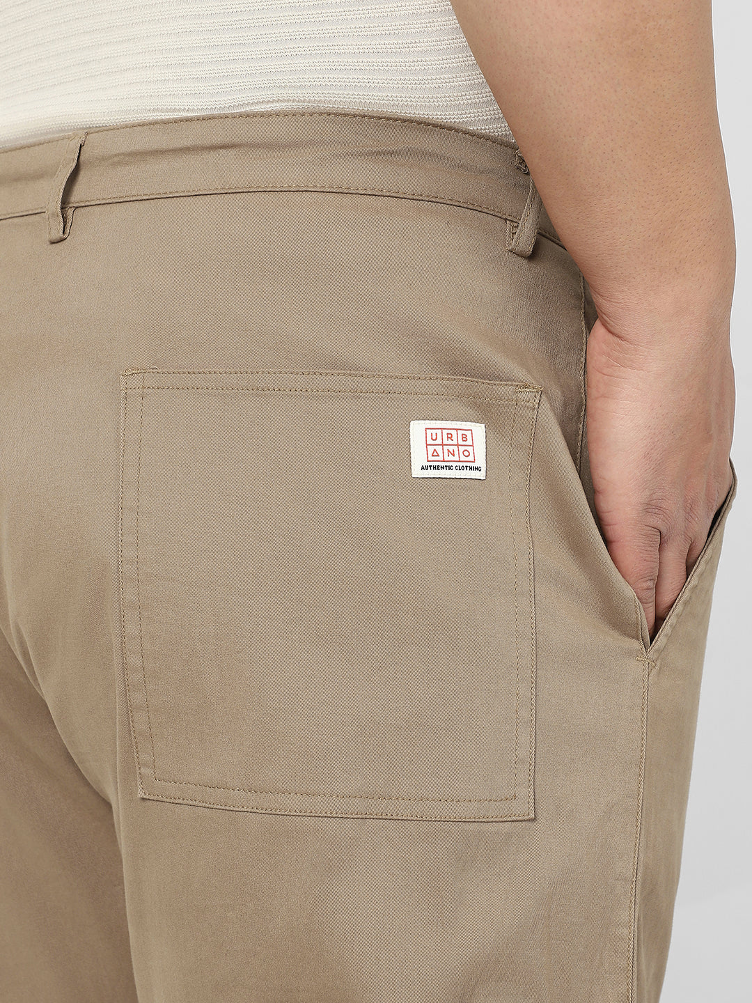 Plus Men's Khaki Regular Fit Solid Cargo Chino Pant with 6 Pockets Stretchable