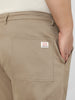 Plus Men's Khaki Regular Fit Solid Cargo Chino Pant with 6 Pockets Stretchable