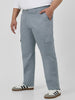 Plus Men's Light Blue Regular Fit Solid Cargo Chino Pant with 6 Pockets Stretchable