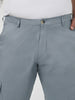 Plus Men's Light Blue Regular Fit Solid Cargo Chino Pant with 6 Pockets Stretchable