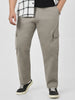 Plus Men's Light Grey Regular Fit Solid Cargo Chino Pant with 6 Pockets Stretchable