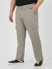 Plus Men's Light Grey Regular Fit Solid Cargo Chino Pant with 6 Pockets Stretchable