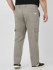 Plus Men's Light Grey Regular Fit Solid Cargo Chino Pant with 6 Pockets Stretchable