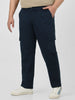 Plus Men's Navy Regular Fit Solid Cargo Chino Pant with 6 Pockets Stretchable