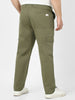 Plus Men's Olive Regular Fit Solid Cargo Chino Pant with 6 Pockets Stretchable