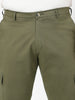 Plus Men's Olive Regular Fit Solid Cargo Chino Pant with 6 Pockets Stretchable