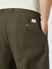 Plus Men's Dark Olive Loose Baggy Fit Solid Chino Trousers Non-Stretchable