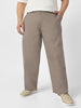 Plus Men's Grey Loose Baggy Fit Solid Chino Trousers Non-Stretchable