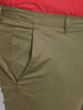 Plus Men's Olive Green Cotton Regular Fit Casual Chinos Trousers Stretch