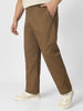 Plus Men's Brown Cotton Regular Fit Casual Chinos Trousers Stretch