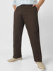 Plus Men's Chocolate Brown Cotton Regular Fit Casual Chinos Trousers Stretch