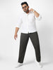 Plus Men's Dark Grey Cotton Regular Fit Casual Chinos Trousers Stretch