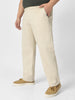 Plus Men's Ice Grey Cotton Regular Fit Casual Chinos Trousers Stretch